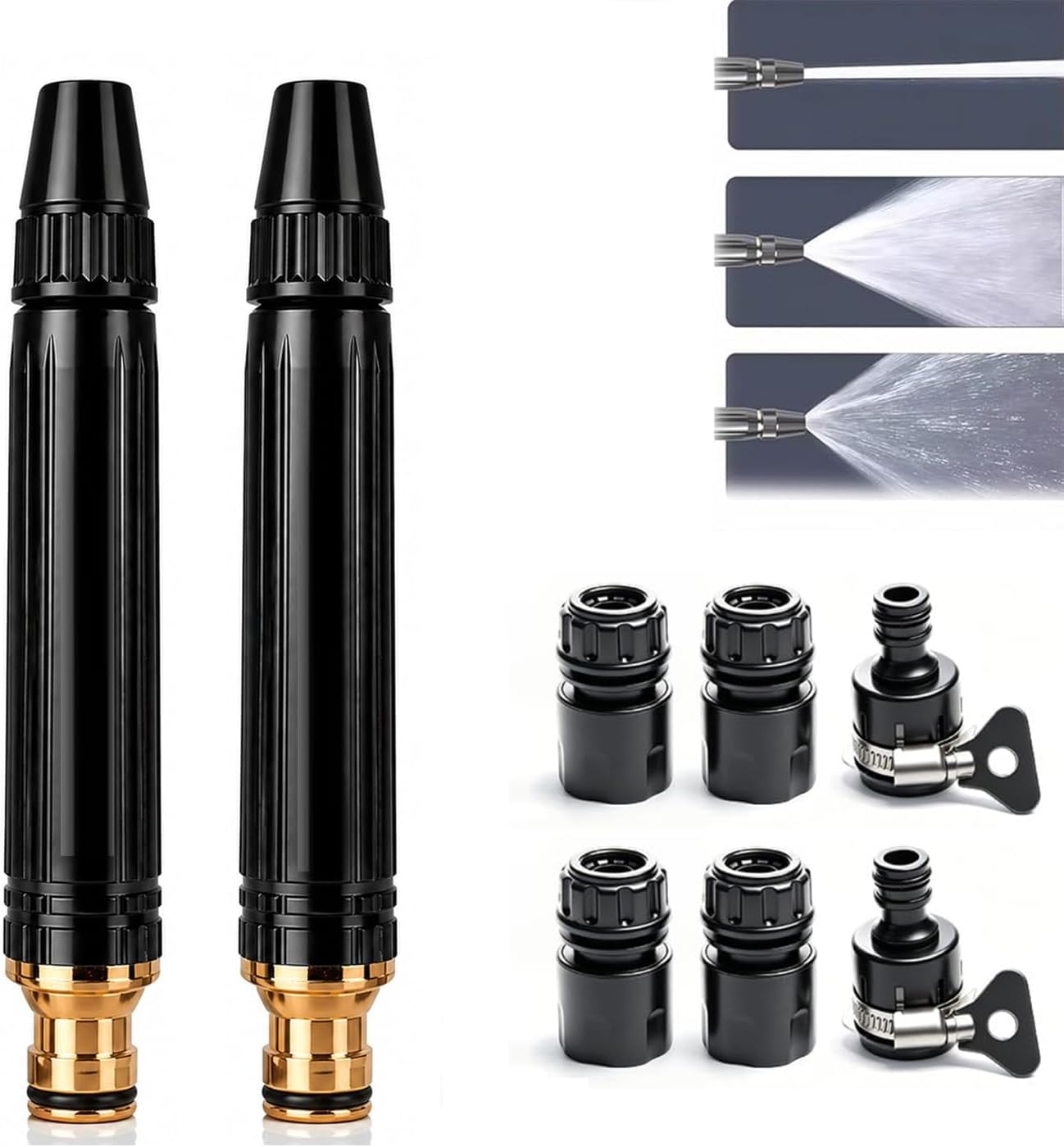 2set PowerJet High Pressure Water Gun-5-in-1 Nozzle,Garden Hose Pressure Booster,3000PSI Booster, Heavy Duty for Car Wash, Garden Watering & Outdoor Cleaning