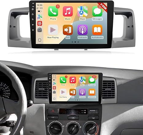 Android Car Radio for Toyota Corolla 2003 2004 2005 2006 2007 2008 with Carplay Android Auto, 2+32GB 9Inch Touch Screen for Corolla Stereo with GPS Navi Bluetooth WiFi + MIC + Camera