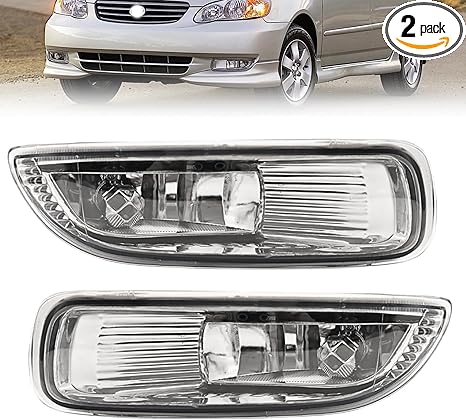 Fog Lights Assembly Compatible with 2003 2004 Corolla w/Bulbs Clear Lens A Pair of Fog Lamps (Driver and Passengerb Side)