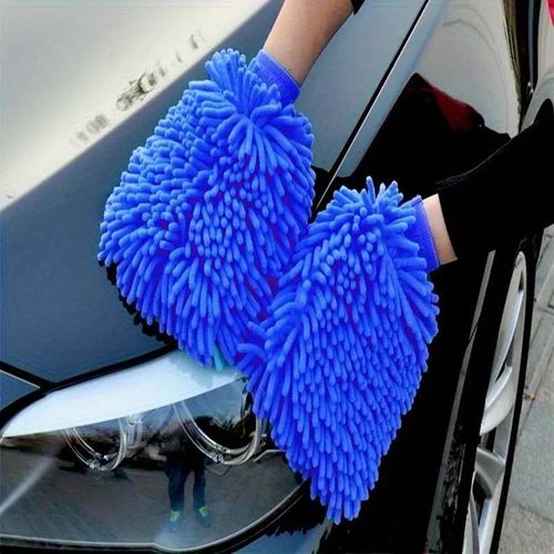 1pcs Car Washing Glove Sponge Microfiber Hand Towel Soft Coral