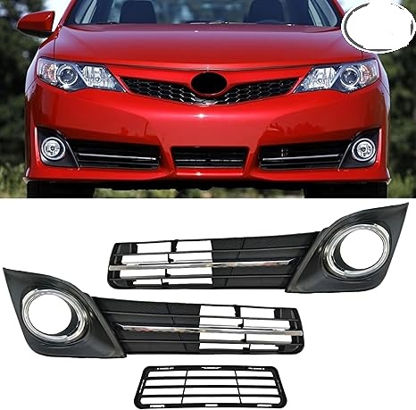 Front Bumper Fog Light Cover Bezel For 2012-14 Camry SE sport Driver Left+Right+Bumper Lower Grille (3 pcs)