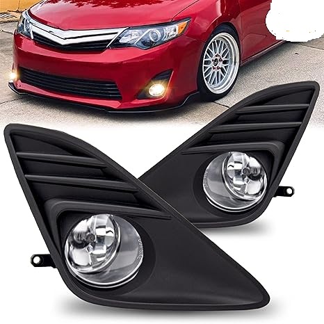 Fog Light Assembly Replacement For 2012 2013 2014 Toyota Camry With H11 12V 55W Halogen Bulbs & Wiring Kit (Clear Lens)