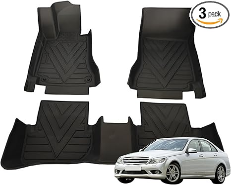 TPE Floor Mats Fit for Mercedes-Benz C Class W204 S204 2007-2014 All Weather Protector TPE Floor Liners Custom Fit Car Mats Non-Slip