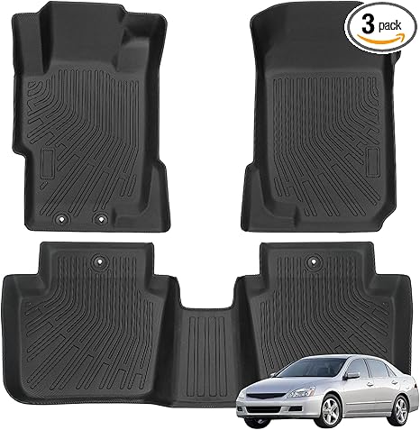 Floor Mats Fit for Honda Accord Sedan 2003-2007 All Weather Protector TPE Floor Liners Custom Fit Car Mats Non-Slip