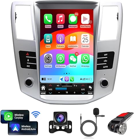 for Lex RX330 RX350 Radio Upgrade 2004 2005 2006 2007 2008 2009,Android Stereo Navigation Replacement,12.8inch 8core CPU,Carplay and Android Auto,Free Camera