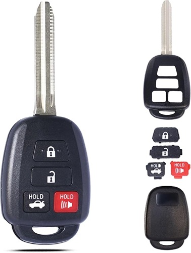 Key Fob Shell fits 2012-2017 Toyota Camry / 2014-2017 Toyota Corolla RAV4 Highlander Keyless Entry Remote Case & Pad (HYQ12BDM)