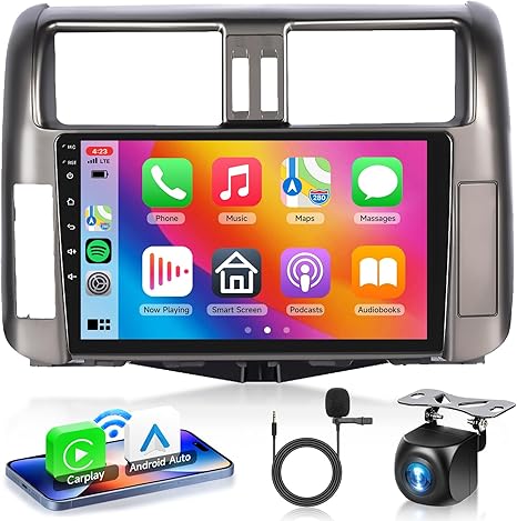 Car Stereo for Toyota Land Cruiser Prado (2010-2013), 9-Inch in-Cell Touchscreen 720x1280P Android Car Radio Wireless CarPlay Android Auto FM BT WiFi SWC