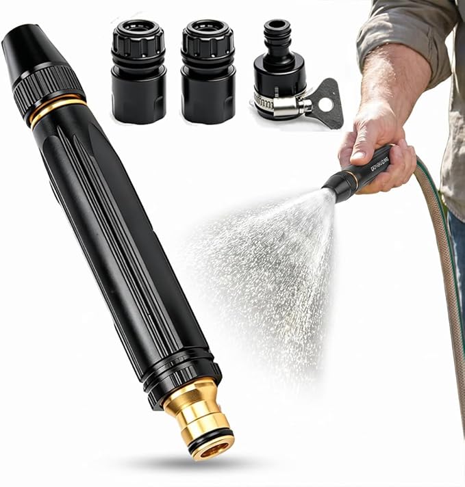 PowerJet High Pressure Water Gun-5-in-1 Nozzle,Garden Hose Pressure Booster,3000PSI Booster, Heavy Duty for Car Wash, Garden Watering & Outdoor Cleaning