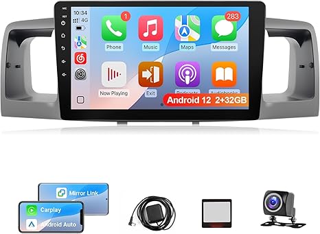 Car Stereo for Toyota Corolla 2003-2008 Radio (For J-B-L) with Carplay Android Auto, 9" IPS Touch Screen for Corolla Head Unit with in-Dash GPS, WiFi, BT + MIC + Backup Camera + CANBUS
