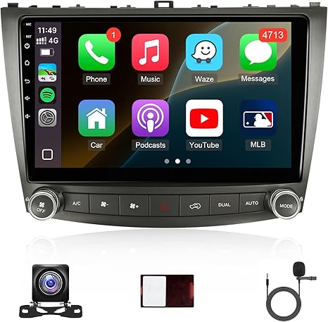 Android 13 Car Radio Stereo for Lexus IS250 IS300 IS200 IS220 IS350 2005-2012 Wireless CarPlay Android Auto 10-inch Touch Screen Bluetooth WiFi Back Camera GPS Navigation