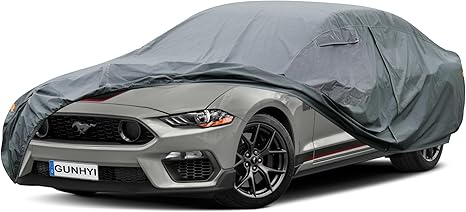 16 Layers Car Cover Waterproof All Weather, Heavy Duty Full Exterior Cover Universal Fit Coupe Ford Mustang/Shelby, Chevrolet Camaro/Corvette, Kia Optima, Audi A4/A5, BMW 5 Series 525i etc.