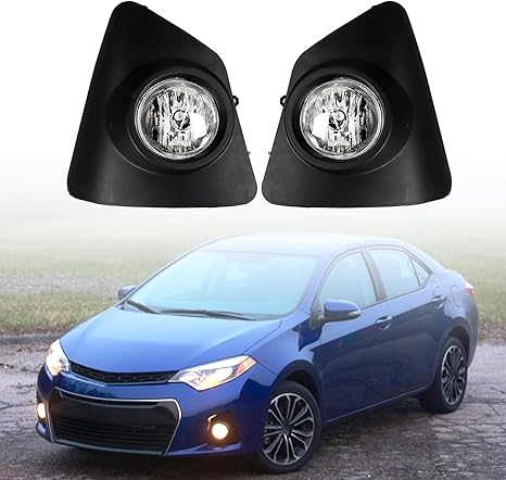 Fog Lights Compatible With 2014 2015 2016 Corolla S SE with Clear Lens Bumper Lamps Replacement