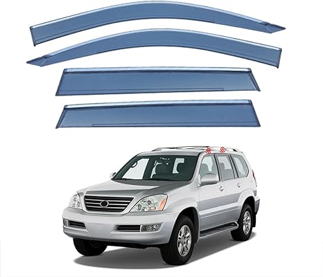 Rain Guards for Car Windows, Side Window Deflectors for Lexus GX470 MK1-J120 2001-2009 - Tape-On Window Visors, Vent Shades, Waterproof Wind Deflectors