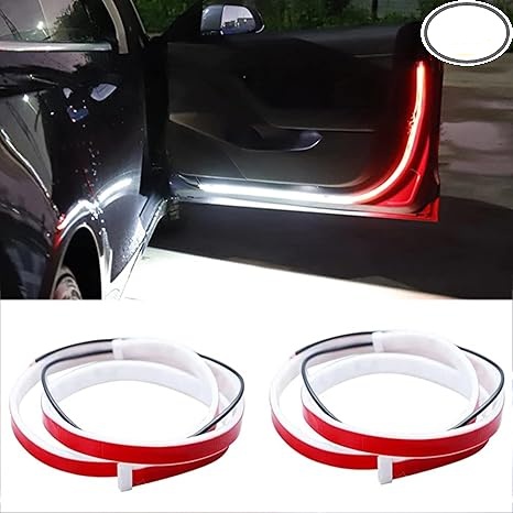 Car Door LED Warning Light, 2 Pcs 48 Inch Flexible Dual Color Strip Light White & Red Sequential Switchback, Safety Light, Strobe Lights for Anti rear-end Collision (1.2M/48 Inch)