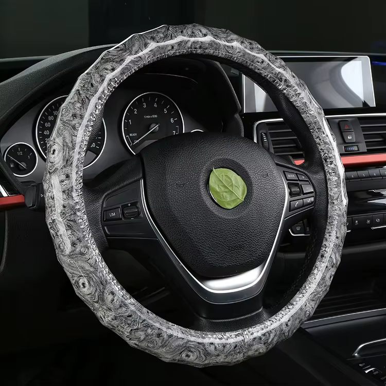 Universal Peach Wood Pattern Leather Steering Wheel Cover 38cm Wear-Resistant Fashionable