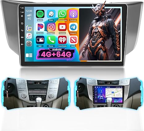 Car Radio for Lexus RX300 RX330 RX350 RX400H 2003-2009, 9'' Touch Screen for RX350 Car Stereo Wireless Carplay Android Auto GPS Navigation Bluetooth WiFi FM RDS + Backup Camera