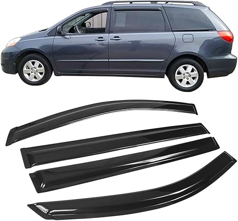 Rain Guards Fit for 2004-2010 Toyota Sienna, Out-Channel Window Visors Vent Wind Deflectors 4PC