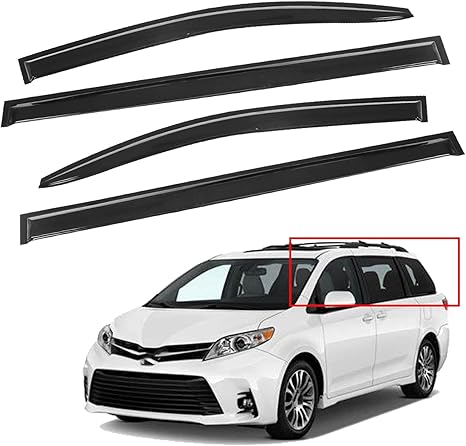 4PCS Window Visor Sun Guard Rain Deflector Vent Shade Replacement for 2011-2020 Sienna