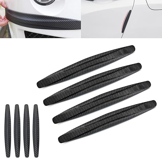 4 PCS Car Bumper Guard Strip, Anti-Collision Carbon Fiber Auto Front & Rear Bumper Protector
