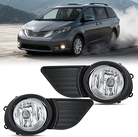 Fog Lights Assembly Compatible with 2011 2012 2013 2014 2015 2016 2017 Toyota Sienna Base LE XLE (Not Fit SE Models)