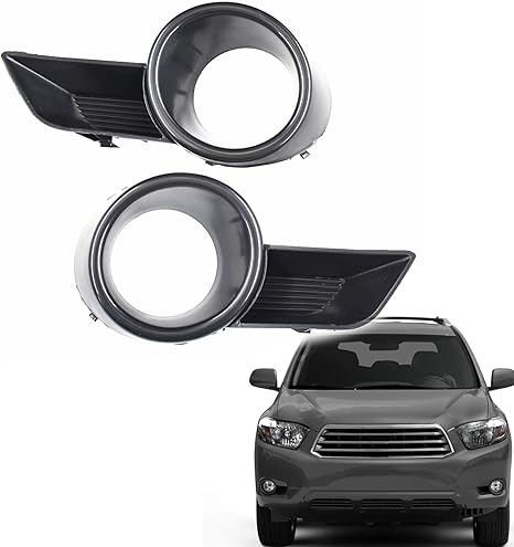 Front Bumper Fog lamp Cover, Replacement for Toyota Highlander 2008 2009 2010, Replaces 81482-48050 81481-0E030 81482-0E040