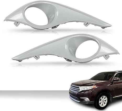 Front Fog Light Lamp Cover Trim Pair, Compatible with Toyota Highlander 2011 2012 2013 TO1038154 TO1039154 814810E060 814820E080,