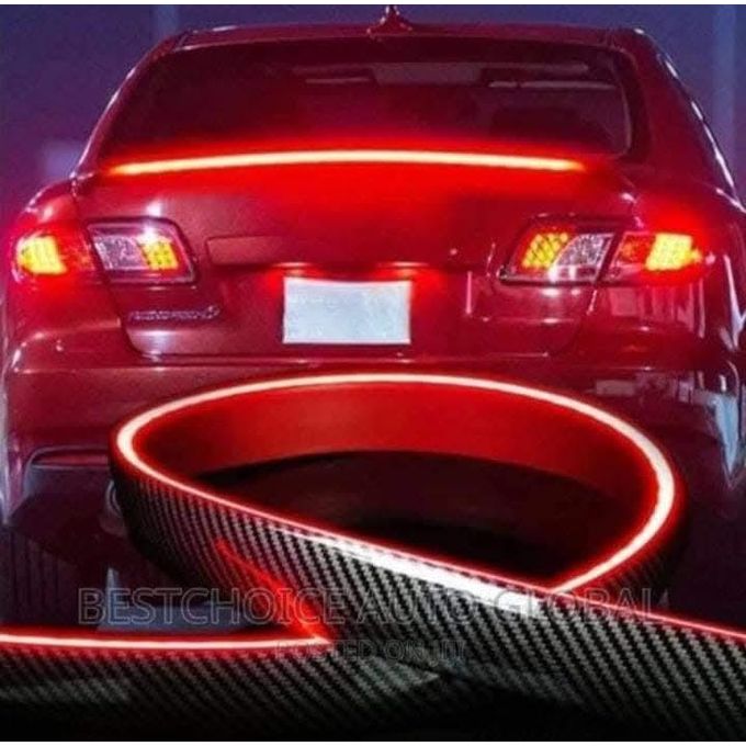 Universal Car Spoiler with Red LED Brake Light 47.2inch/1.2m Car Trunk Spoiler Lip Kit Car Tail Light Strip Bar Spoiler Rubber Black
