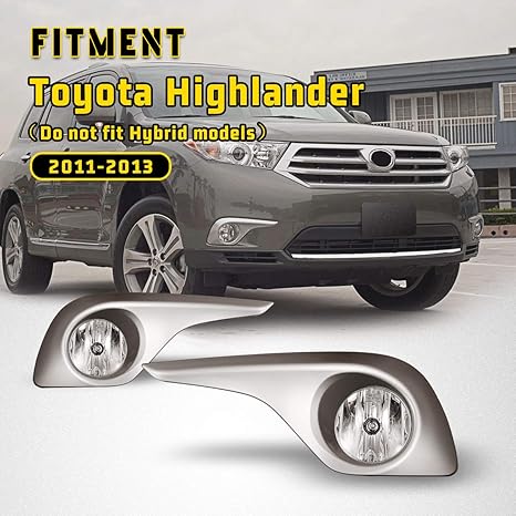 Fog Lights For Toyota Highlander 2011-2013(Do not fit Hybrid models) Fog Light Assembly 2PCS OEM Replacement Fog Lamps