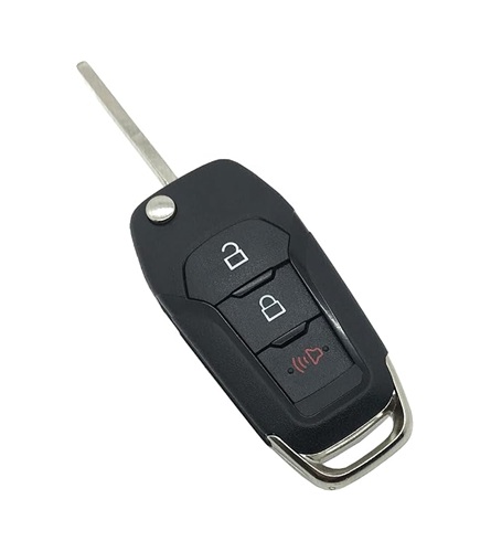 Folding Flip Key Fob Shell Case Fit for Ford F-150, F-250, F-350 (2015-2020), Explorer (2016-2020), F-350, F-450, Black Plastic, 3 Buttons