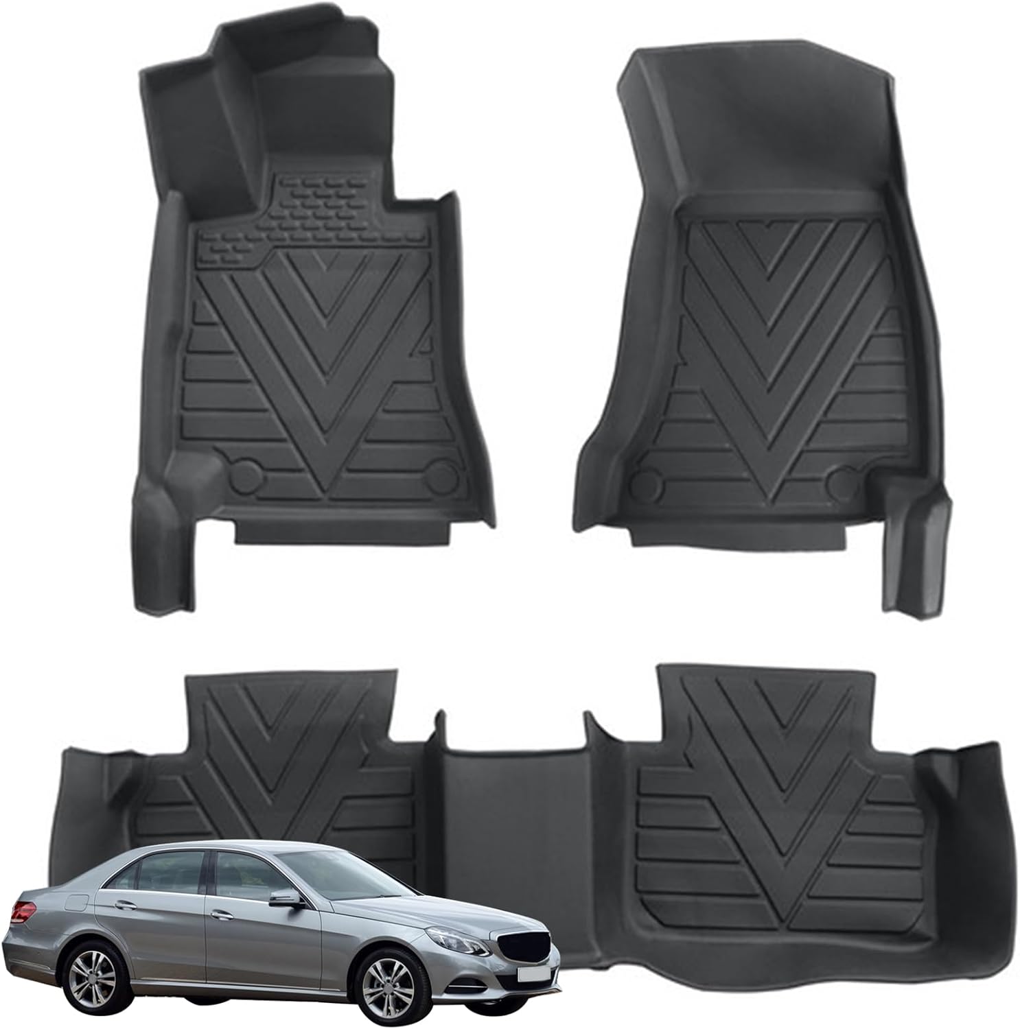 TPE Floor Mats Fit for Compatible with Mercedes-Benz E-Class W212（E200/E260/E300/E350/E400/E63 AMG） 2010-2016 All Weather Protector TPE Floor Liners