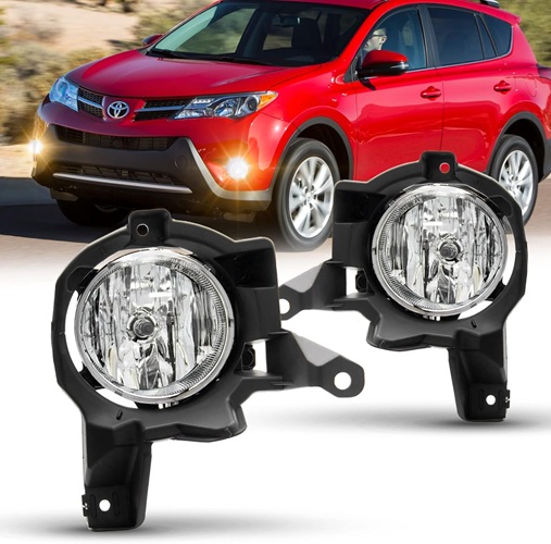 Fog Light Assembly Replacement For 2013-2015 Toyota Rav4 With H16-3 12V 19W Halogen Bulbs(Clear Lens)
