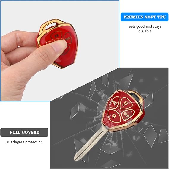 For Toyota Camry 2007-2012, Rav4 2008-2013 Corolla Avalon, Venza 2009-2016 Scratch-Resistant Easy Press Key Fob Cover Protector 4-Key Car Smart Key TPU Car Key Case