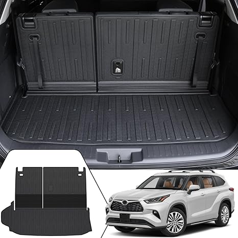 Cargo Mat with Backrest Mat for 2020-2024 2025 2026 Toyota Highlander Car Mat Accessories (Both Hybrid and Gas)