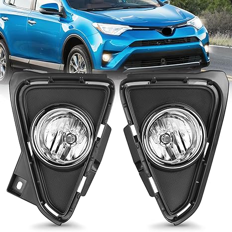 Fog Lights Assembly Compatible with 2016 2017 2018 Toyota RAV4 Bumper Light Replacement Clean Lens Passenger and Driver Side