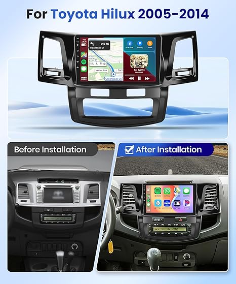 Car Stereo for Toyota Hilux 2005-2014 with 5GWiFi/Android 15/Wireless Carplay Android Auto,9" Incell Touch Screen Radio,GPS/EQ DSP/Bluetooth5.0/SWC/AHD Backup Camera