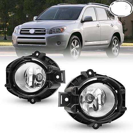 Pair of Clear Lens Bumper Driving Fog Lights Lamps Replacement for 2006-2008 Toyota RAV4 with Bulbs- H11 12V 55W