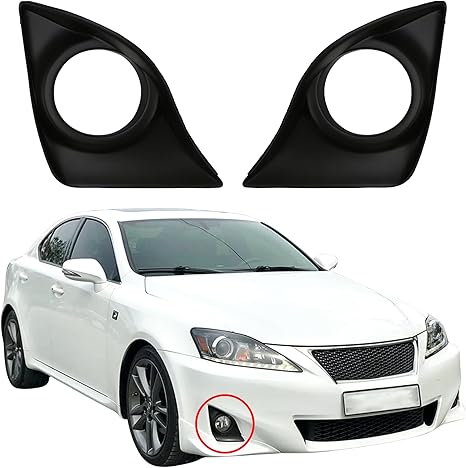 Front Left Right Bumper Fog Light Lamp Frame Cover Trim Fit for Lexus IS250 IS350 2011 2012 2013 Replaces 81482-53020 (1 Pair)