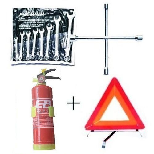 Fire Extinguisher, Set Of 8 Pcs Combination Spanner, Wheel Spanner And C- Caution Triangle