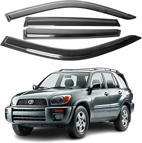 Fit for Toyota RAV4 2001 2002 2003 2004 2005; Premier Safe Sun, Rain, Wind Deflector, Front & Rear Window Vent Visors