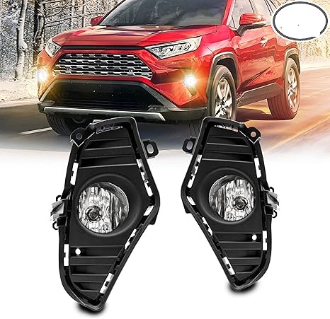 Fog Lights Compatible with 2019 2020 2021 2022 2023 2024 2025 Toyota RAV4 1 Pair Fog Lamps with switch,harness Kit (Clear lens)