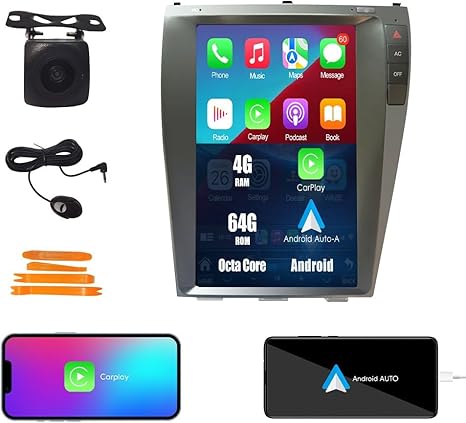 for Lexus ES ES240 ES350 2007-2012 Tesla Style Car CarPlay Android Auto Navigation Stereo GPS Radio Camera 12.8" IPS Touchscreen Headunit Pad Media Player
