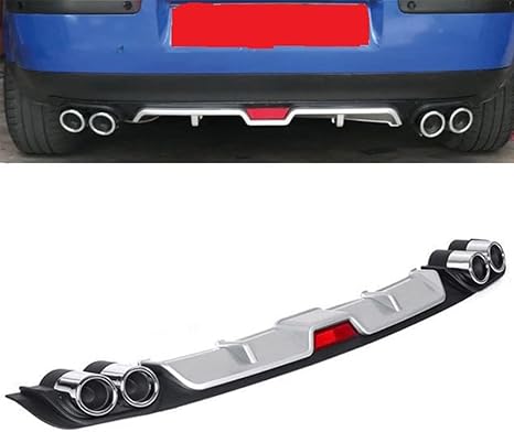 Universal Car Rear Bumper Lip Diffuser Spoiler 4 Holes Exhaust Pipe Decoration,Black,50inch