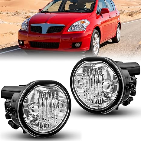 Fog Lights Assembly Compatible with 2003 2004 2005 2006 2007 2008 Toyota Matrix 2003-2008 Pontiac Vibe 2004-2010 Scion TC Clear Lens
