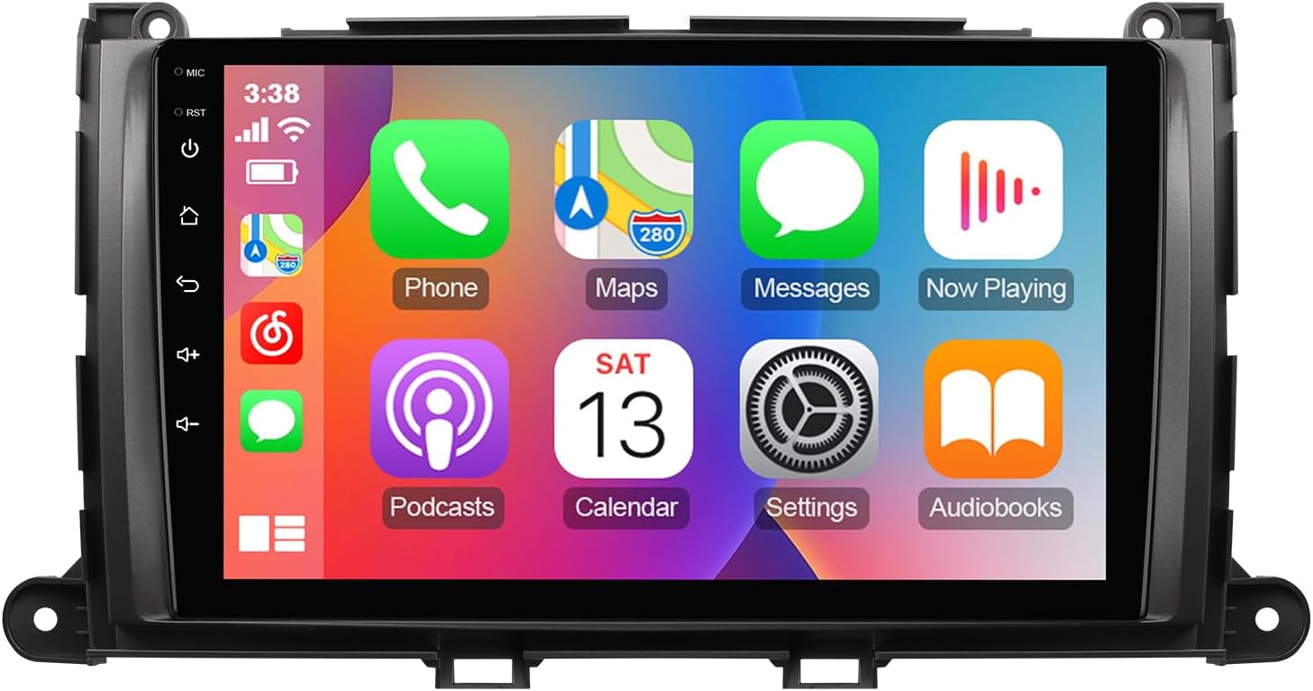Car Radio for Toyota Sienna 2011-2014,9 inch QLED Touchscreen Android 13 Stereo - Wireless Carplay & Android Auto,GPS Navigation & Bluetooth