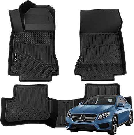Floor Mats for Mercedes-Benz C300 2015-2021: AOMSAZTO All Weather Floor Mats for Mercedes Benz C Class Sedan Only 1st and 2nd Row