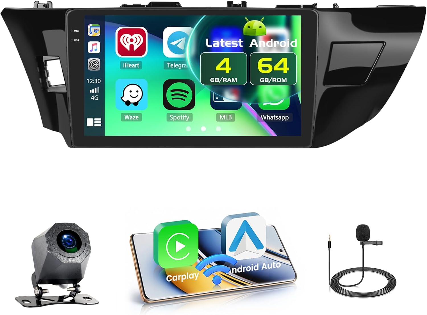 Car Radio Stereo for Toyota Corolla 2014-2016,10" Android 13 Touchscreen Head Unit,Wireless CarPlay & Android Auto,GPS Navigation,HD Backup Camera,Mirror Link,WiFi 6,Bluetooth 5.4,FM,SWC