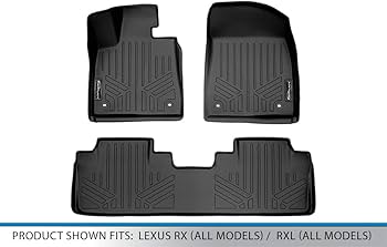 TPE Floor Mats for 2016-2022 Lexus RX (RX350/ RX450h/ RX350L/ RX450hL), Custom Fit All Weather Car Mats, Heavy Duty TPE Floor Liners, Front & Rear 2 Row, Black