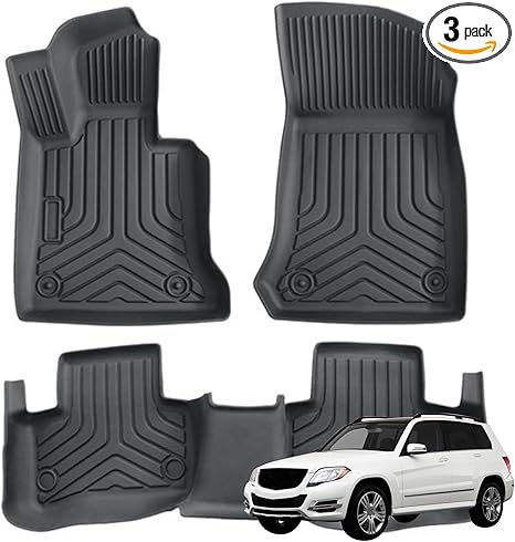 TPE Floor Mats Compatible with Mercedes-Benz GLK Class X204 2009-2015 All Weather Protector TPE Floor Liners Custom Fit Car Mats Non-Slip