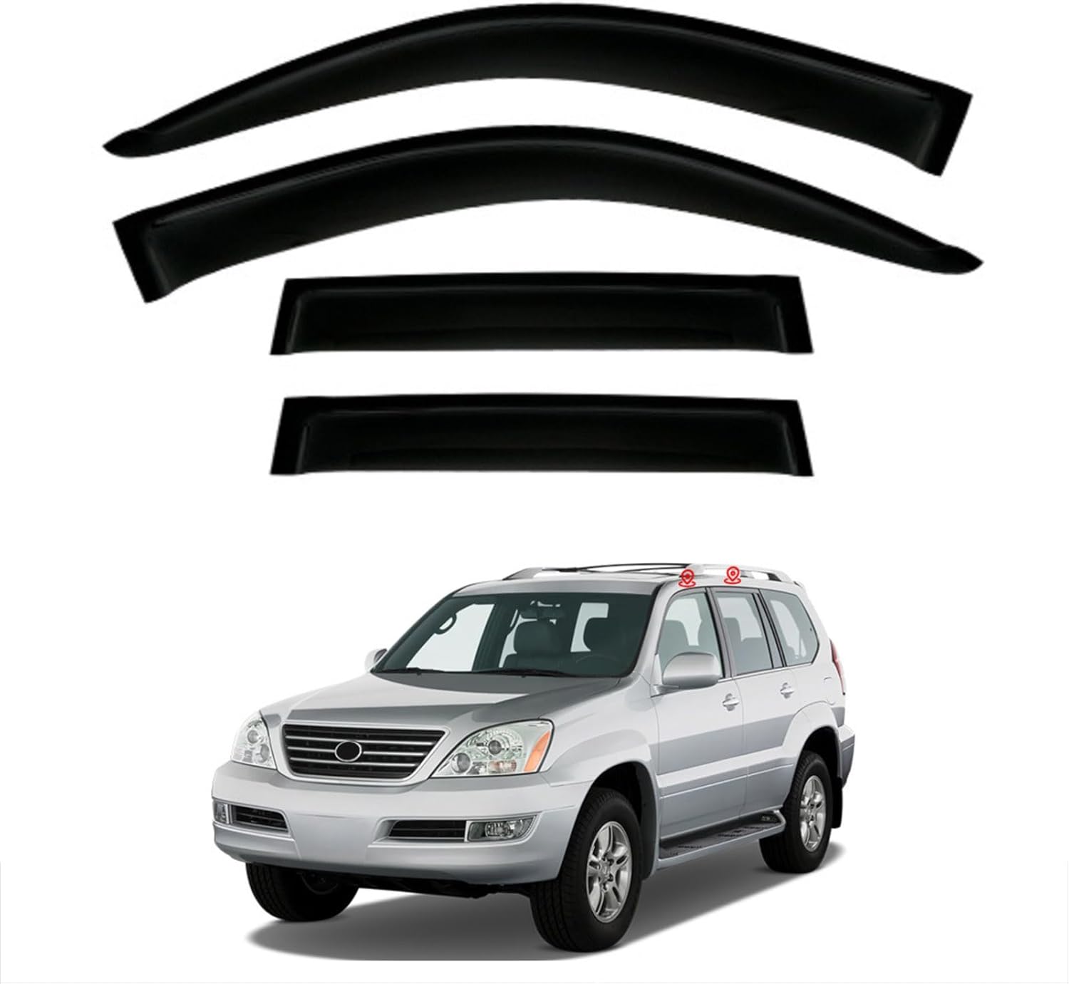Rain Guards for Lexus GX470 MK1-J120 2001-2009, Side Window Wind Deflectors Rain Shields