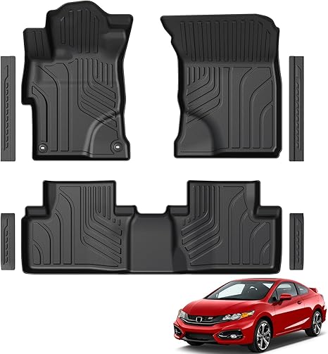 Floor Mats for 2012-2015 Honda Civic Sedan & Sedan Si (Not for Coupe), TPE All Weather Durable Floor Liners